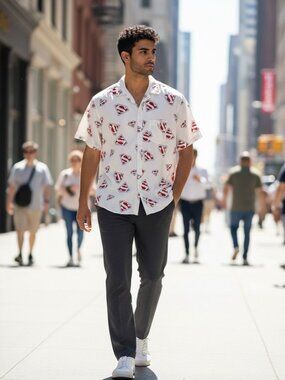 Superman Button Down Short Sleeved Shirt Size 2XL